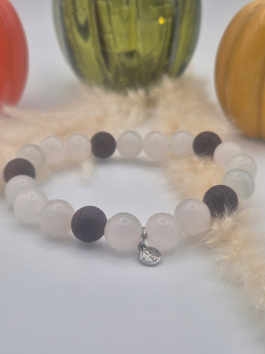 Bracelet Jade Blanc & Bois de Santal – Pureté & Sérénité