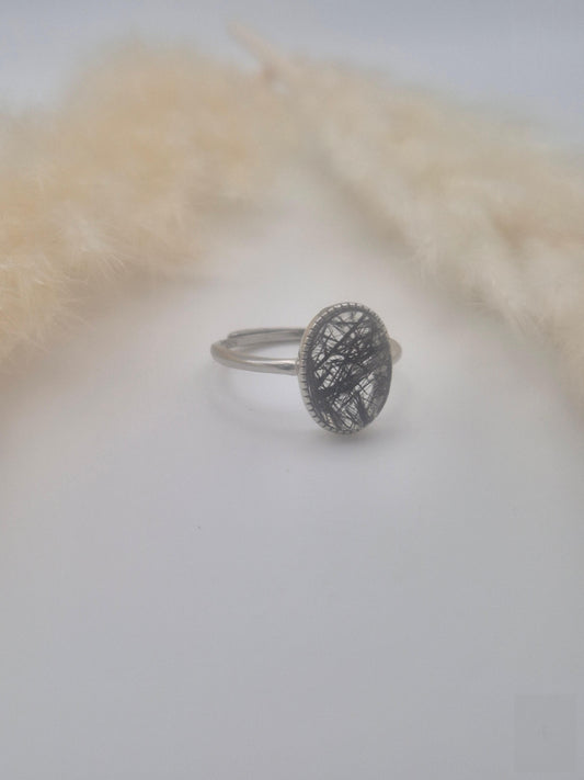 Bague Quartz Rutile Noir et Argent S925