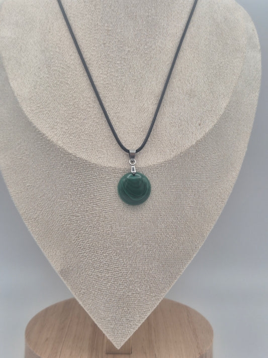 Pendentif Cabochon Malachite Rond (18 X 18mm)