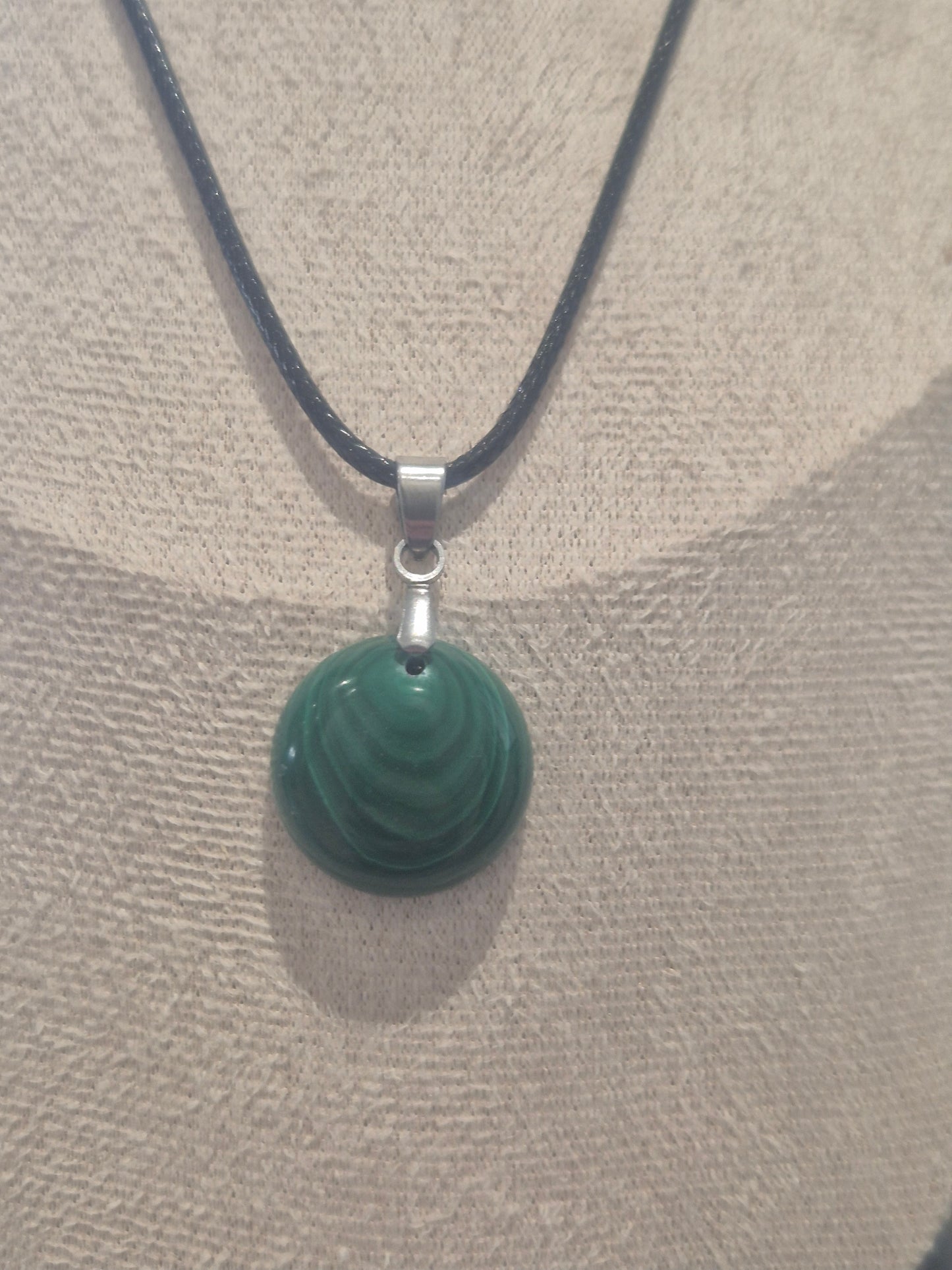 Pendentif Cabochon en Malachite Rond (18 X 18mm)
