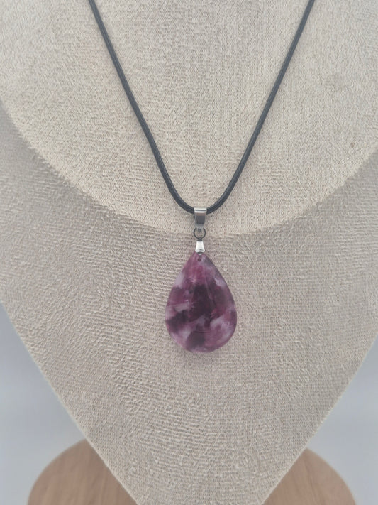 Pendentif Cabochon Lépidolite Goutte (29 X 20mm)