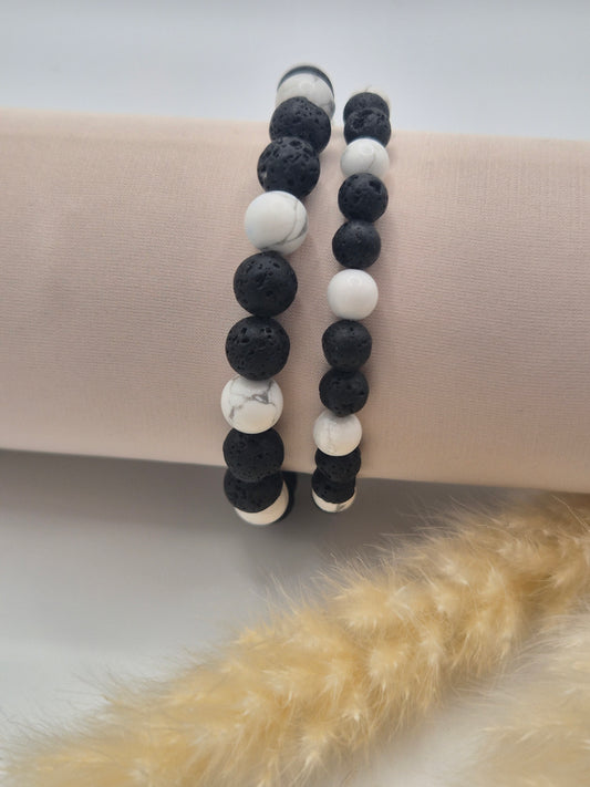 Bracelet Pierre de Lave & Howlite – Ancrage, Sérénité & Équilibre
