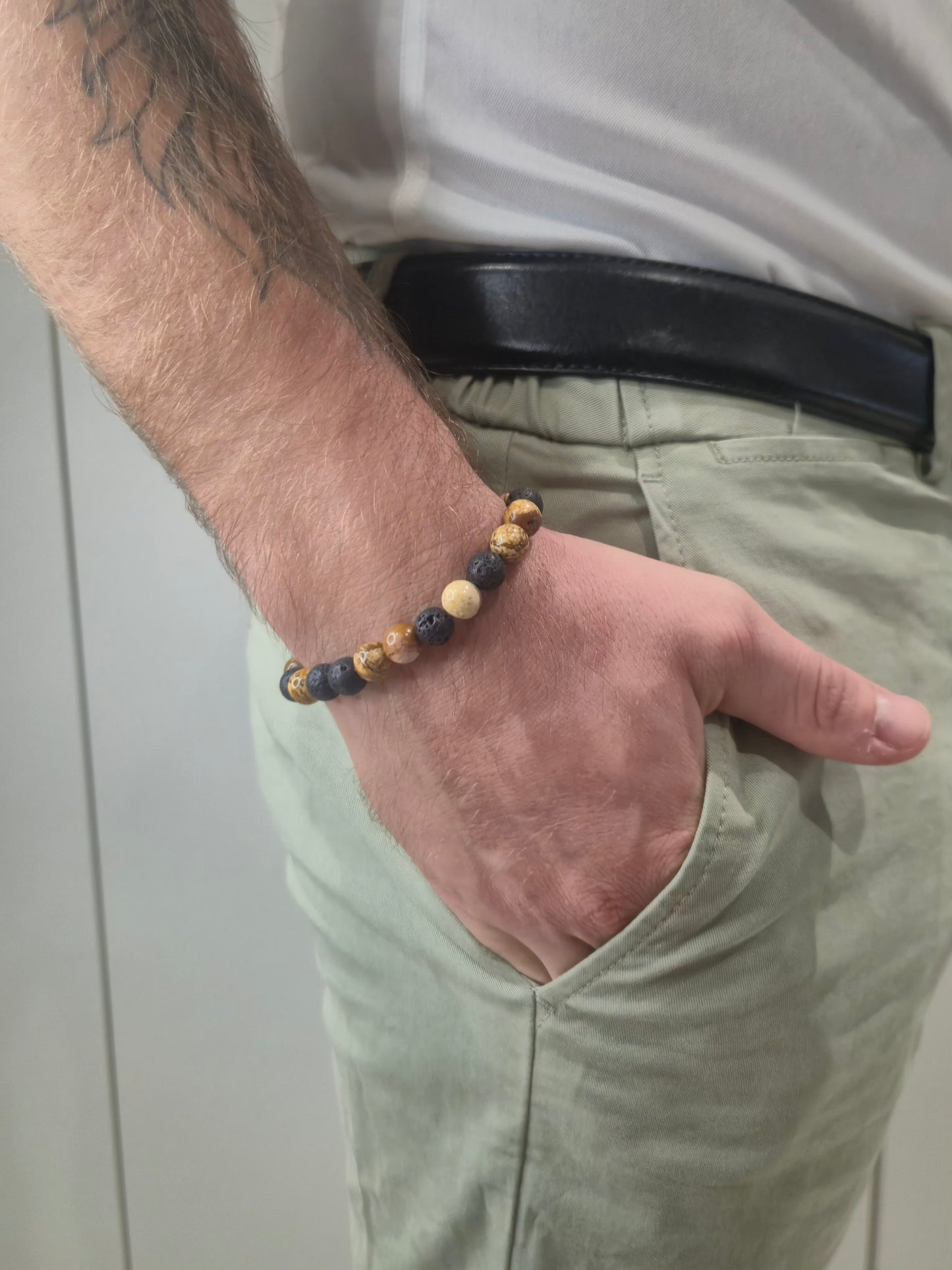 Bracelet Pierre de Lave & Jaspe Paysage – Ancrage, Force & Harmonie