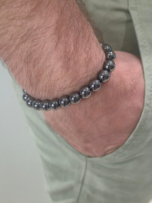 Bracelet Hématite 06mm ou 08mm – Ancrage, Force & Énergie Positive