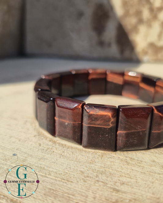 Bracelet Bombé Œil de Taureau – Pierre de Courage et Détermination
