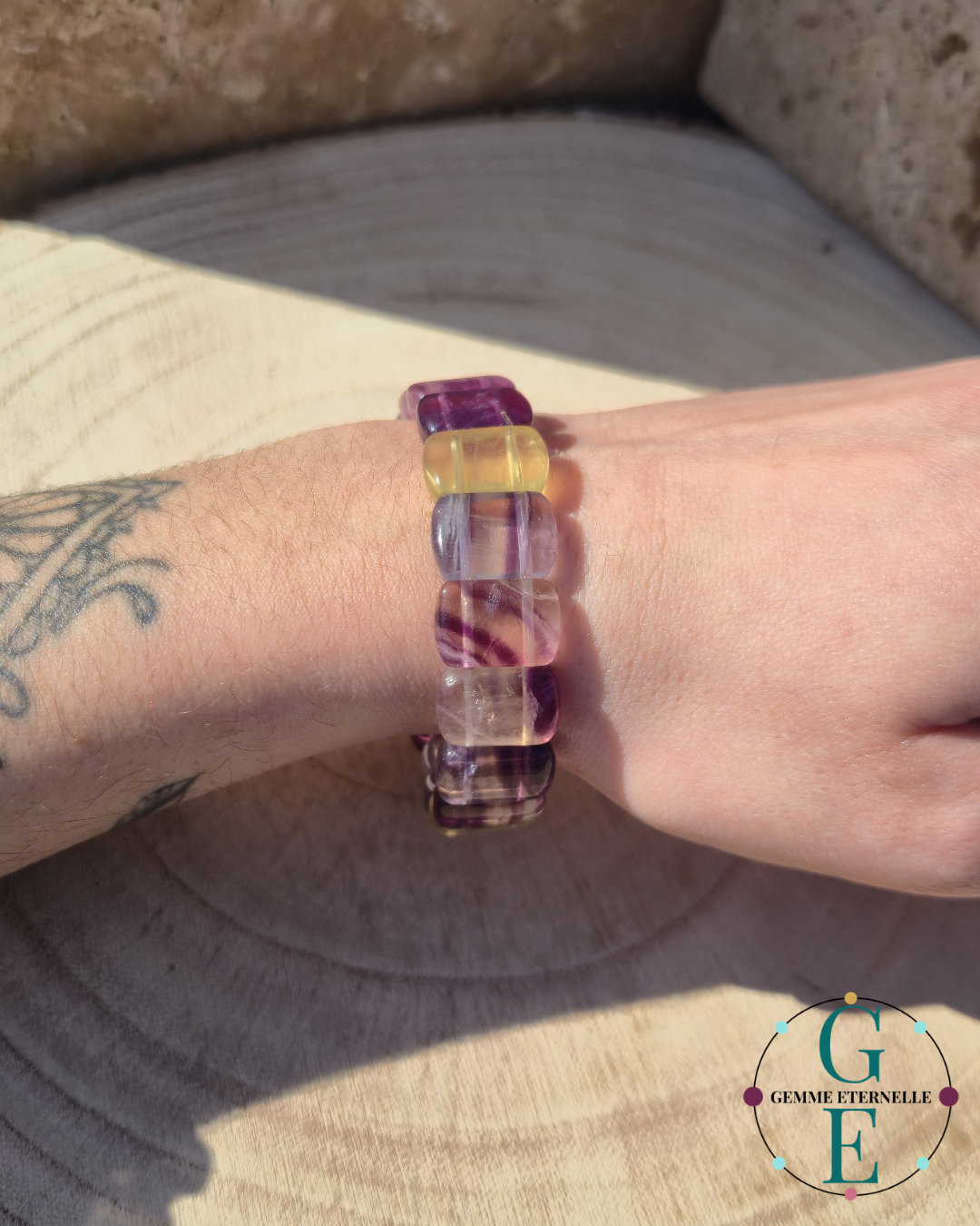 Bracelet Bombé Fluorite multicolore – Harmonie & Clarté Mentale