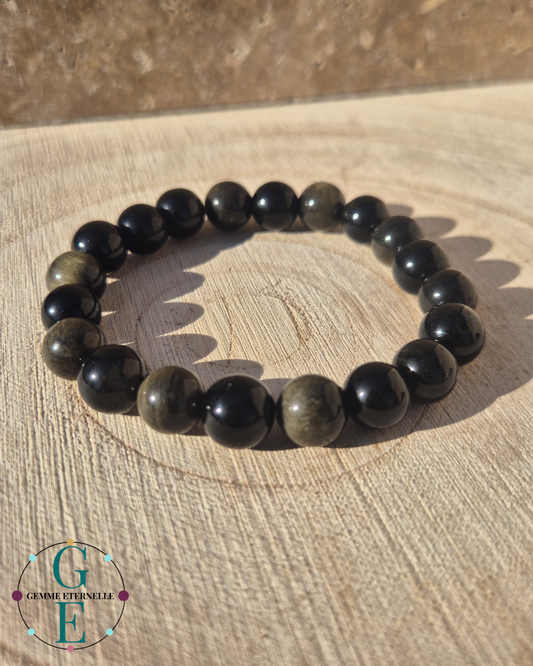 Bracelet Obsidienne Dorée – Protection, Clarté & Confiance