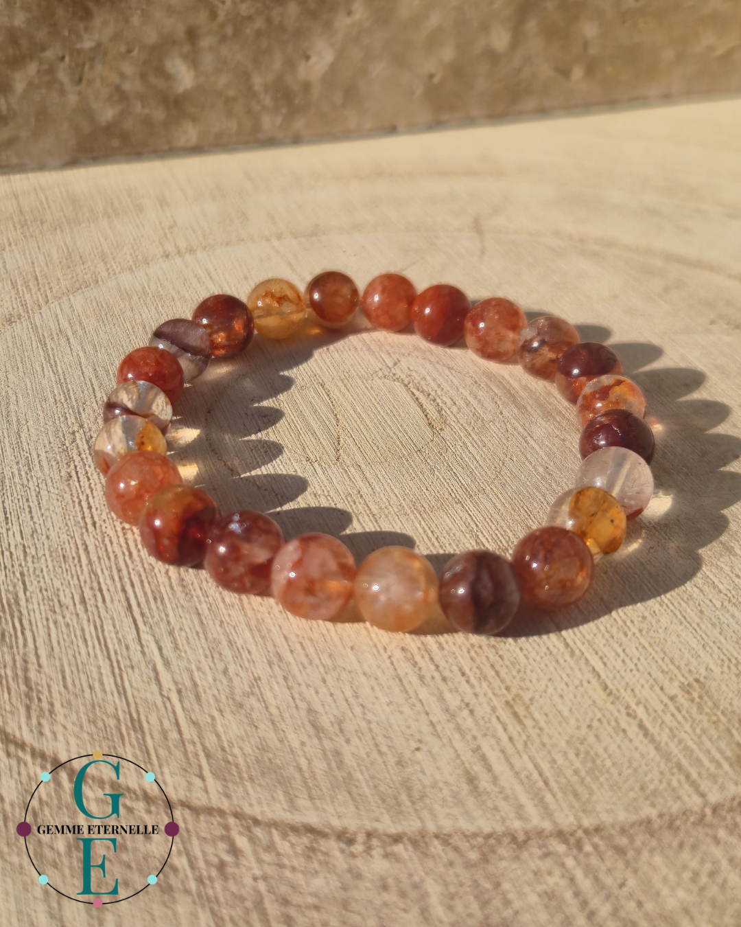 Bracelet Quartz Hématoïde Rouge – Vitalité, Équilibre & Protection