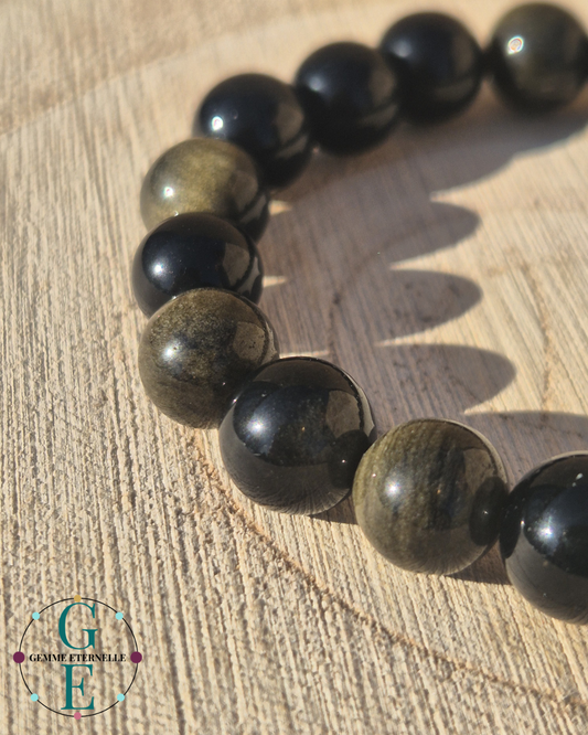 Bracelet Obsidienne Dorée – Protection, Clarté & Confiance