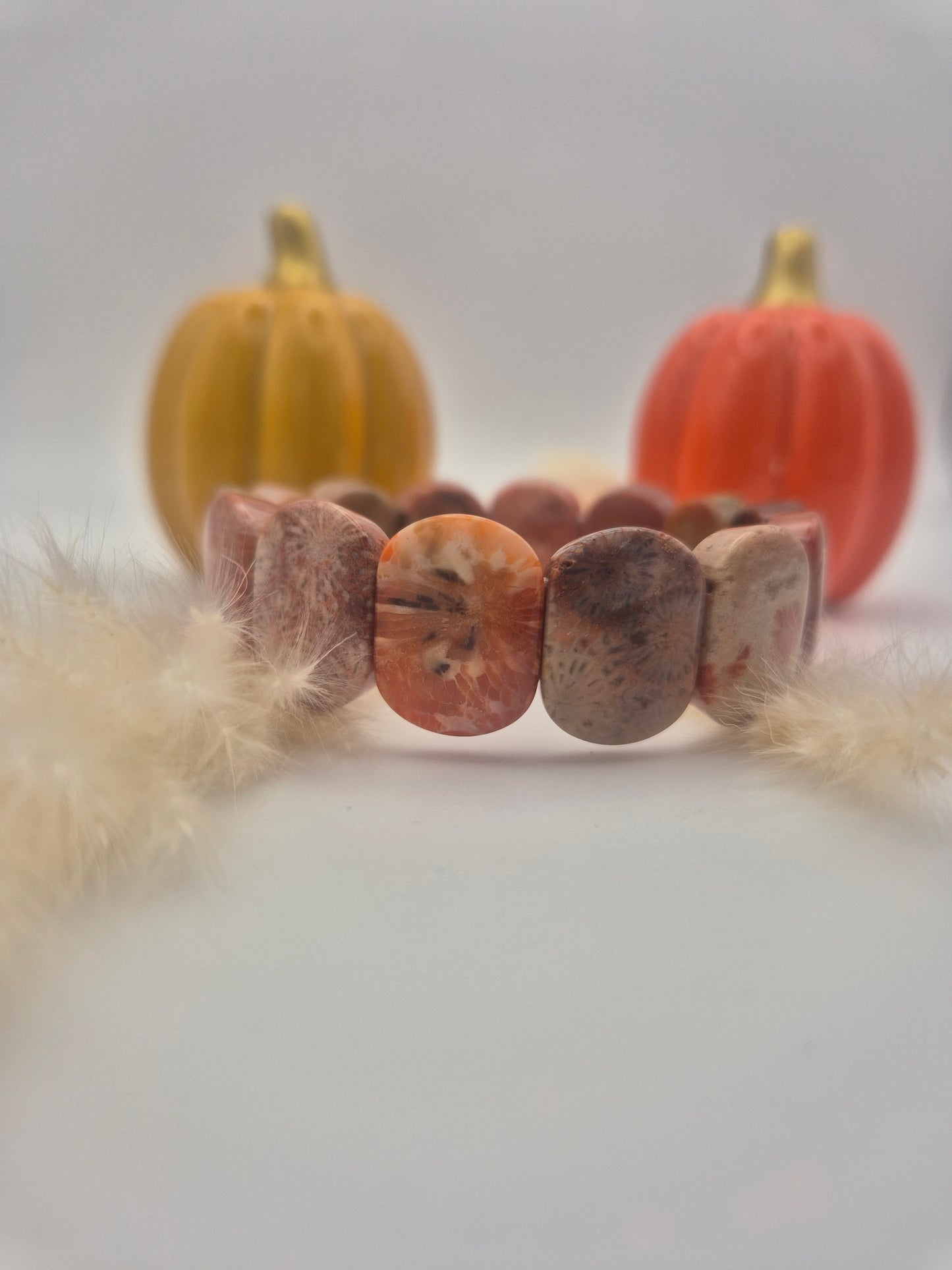 Bracelet Bombé Corail Fossilisé – Élégance & Énergie Intemporelle