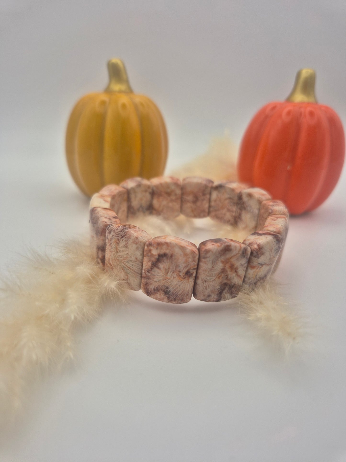 Bracelet Bombé Corail Fossilisé – Élégance & Énergie Intemporelle