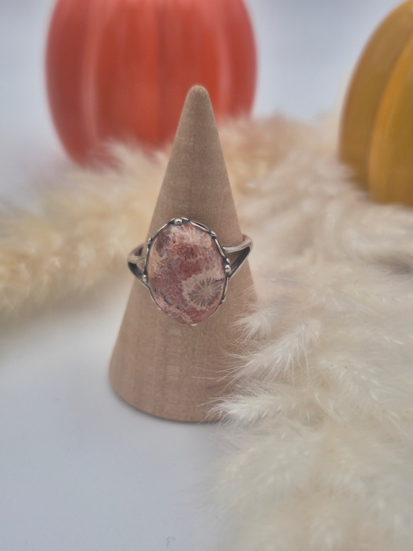 Bague Corail Fossilisé en Argent 925 - Harmonie & intemporel