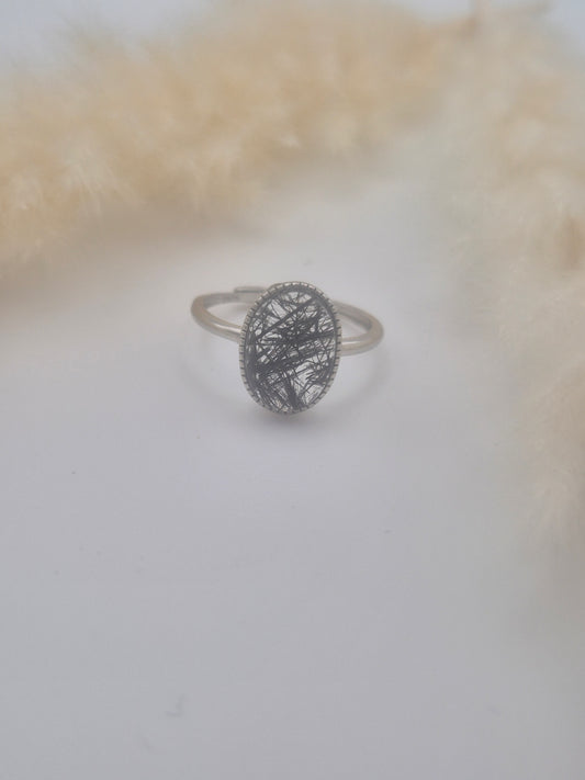Bague Quartz Rutile Noir en Argent S925