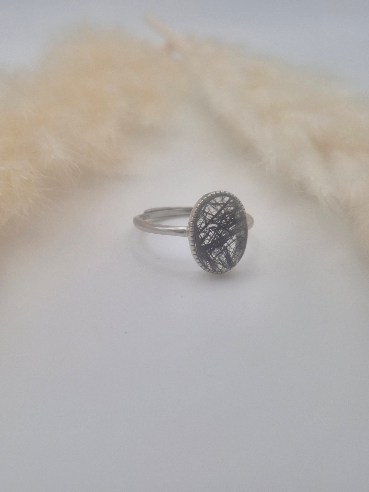 Bague Quartz Rutile Noir en Argent S925