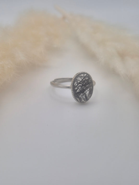 Bague Quartz Rutile Noir en Argent S925