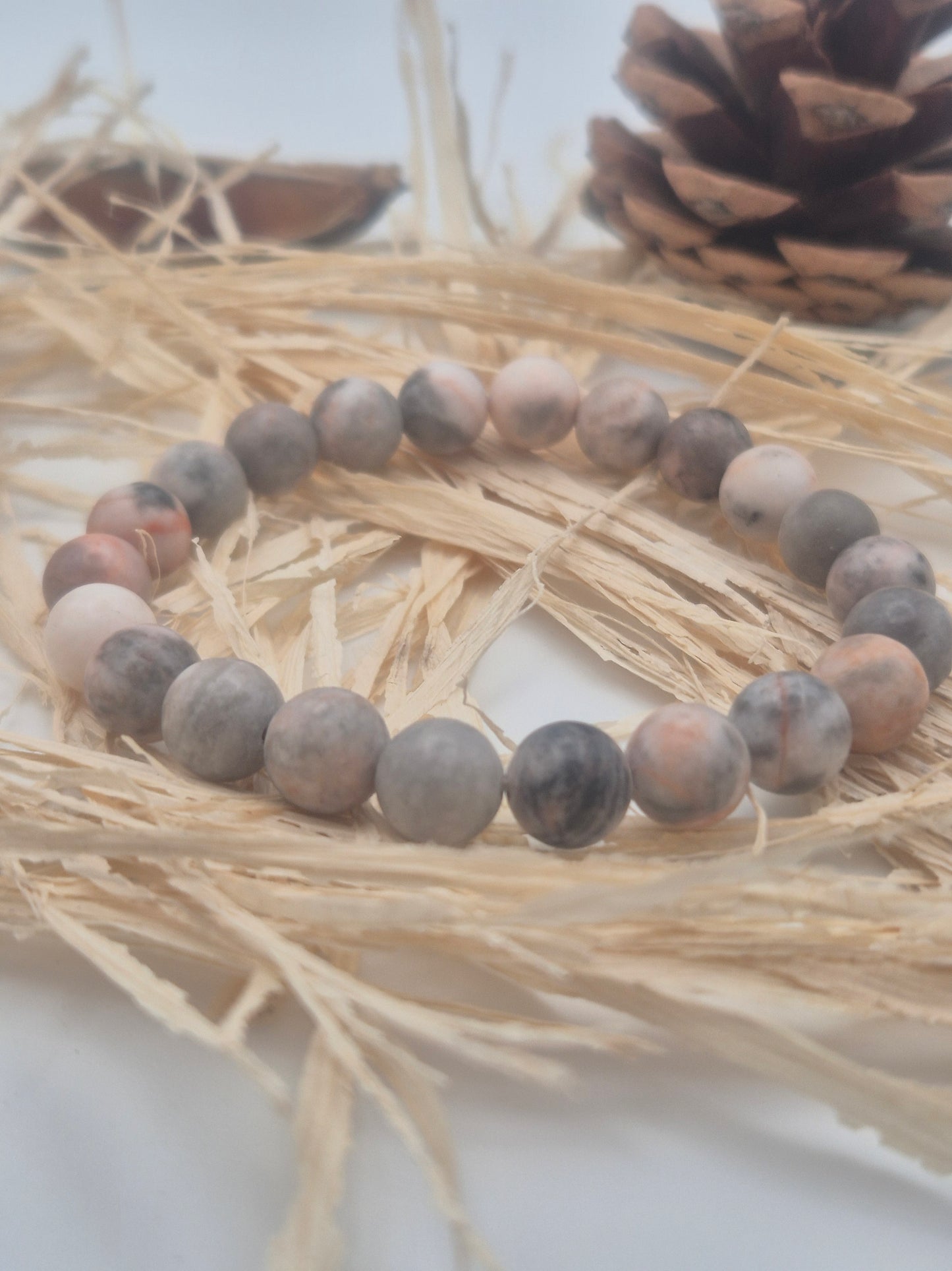 Bracelet Jaspe Zèbre Rose – Douceur & Équilibre