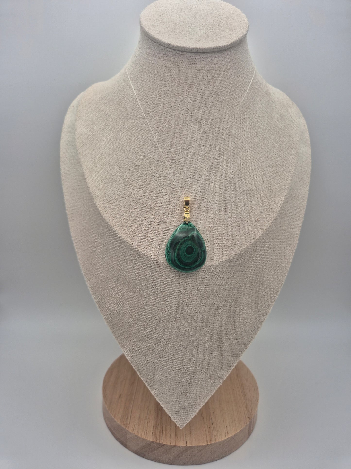 Pendentif Cabochon en Malachite Goutte (30 X 25mm)