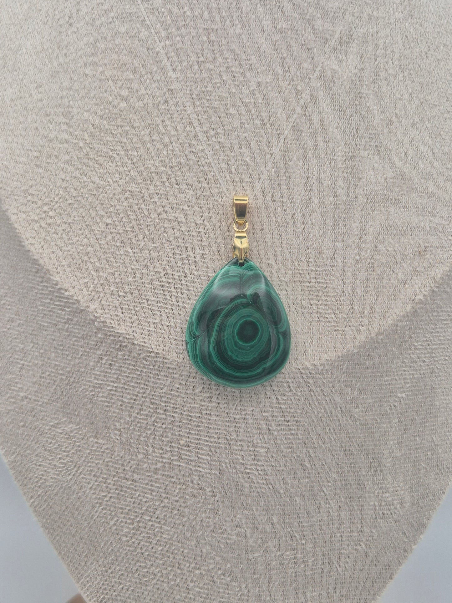 Pendentif Cabochon en Malachite Goutte (30 X 25mm)