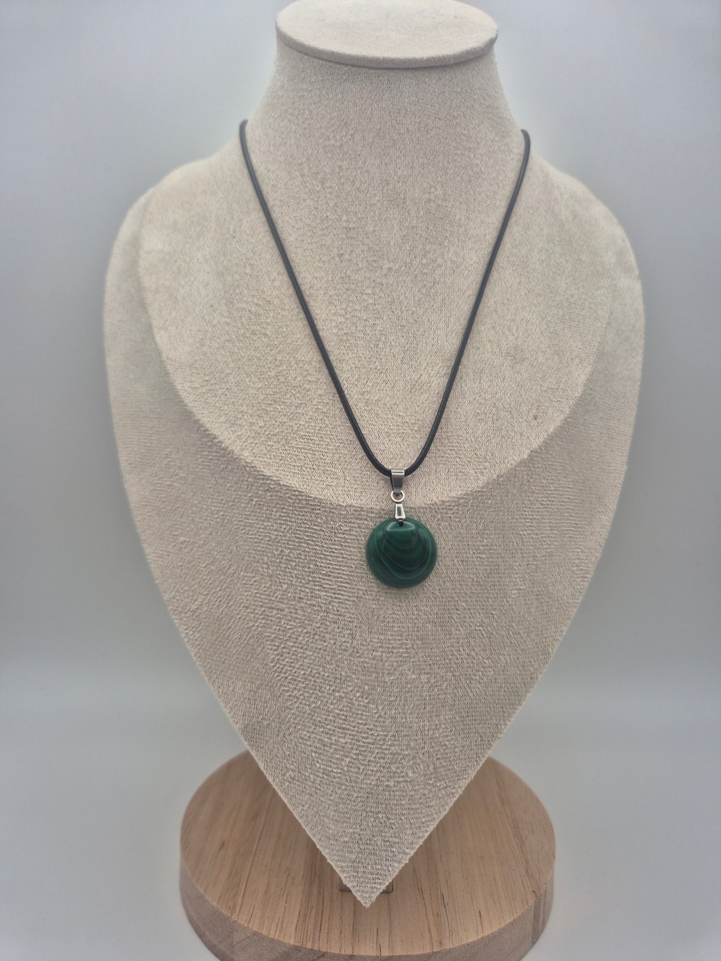 Pendentif Cabochon en Malachite Rond (18 X 18mm)