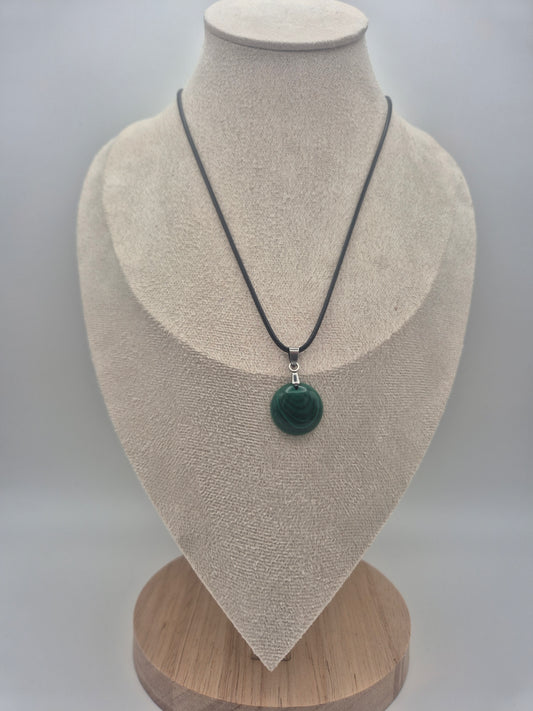 Pendentif Cabochon en Malachite Rond (18 X 18mm)