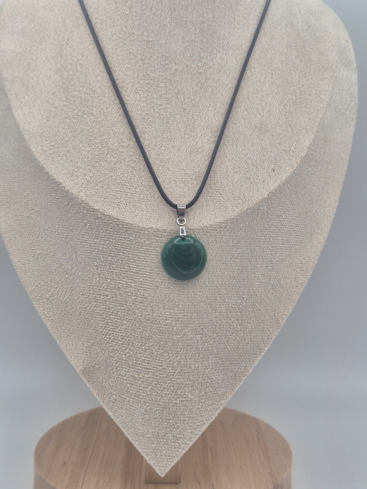 Pendentif Cabochon en Malachite Rond (18 X 18mm)