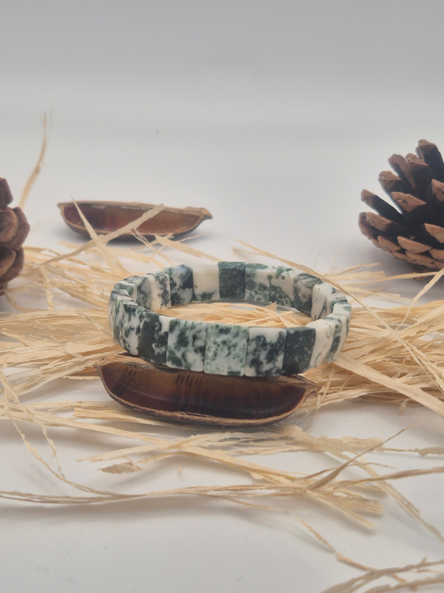 Bracelet Bombé en Agate Arbre