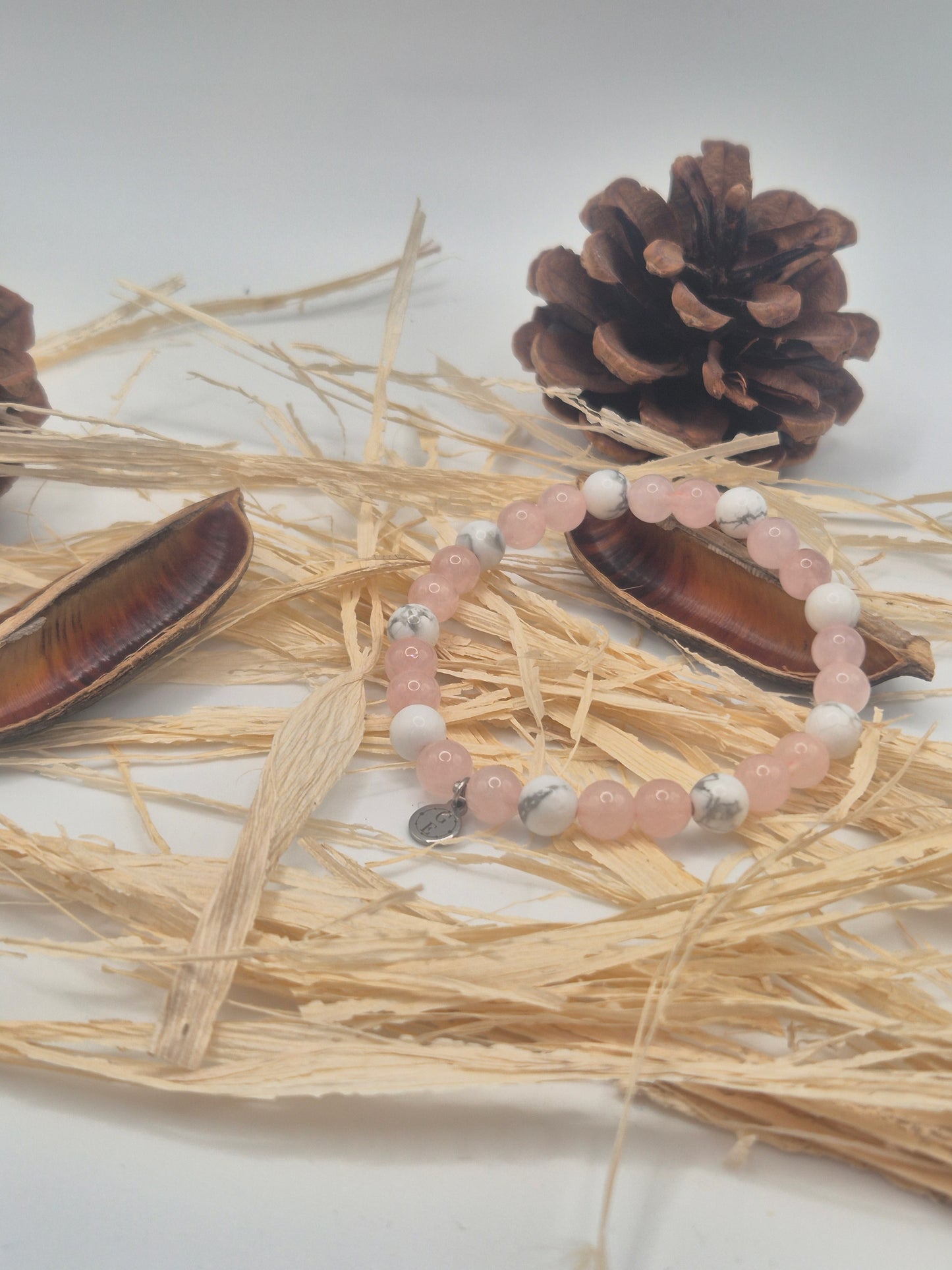 Bracelet Howlite / Quartz Rose - Equilibre & Douceur
