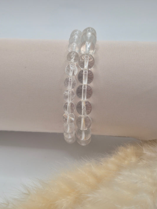 Bracelet Cristal de Roche 06mm ou 08mm – Clarté, Énergie & Harmonie