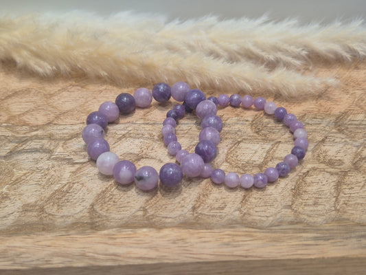 Bracelet Lépidolite 06mm ou 10mm - Calme, Sérénité & Équilibre Émotionnel