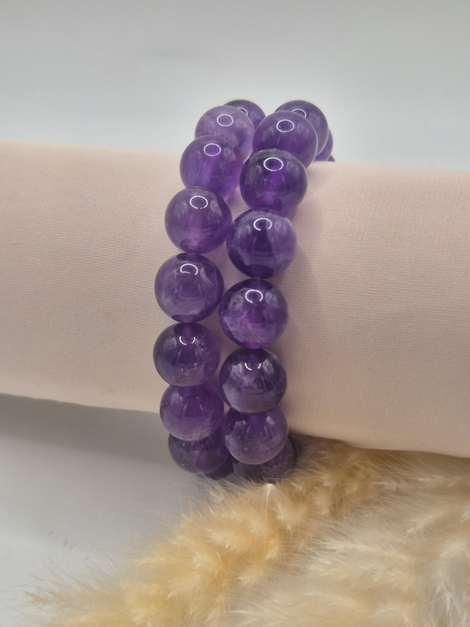 Bracelet Améthyste 12 mm – Stress & Sérénité