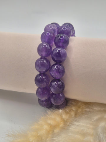 Bracelet Améthyste 12 mm – Stress & Sérénité