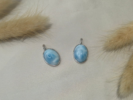 Pendentif Larimar Sertie en Argent S925