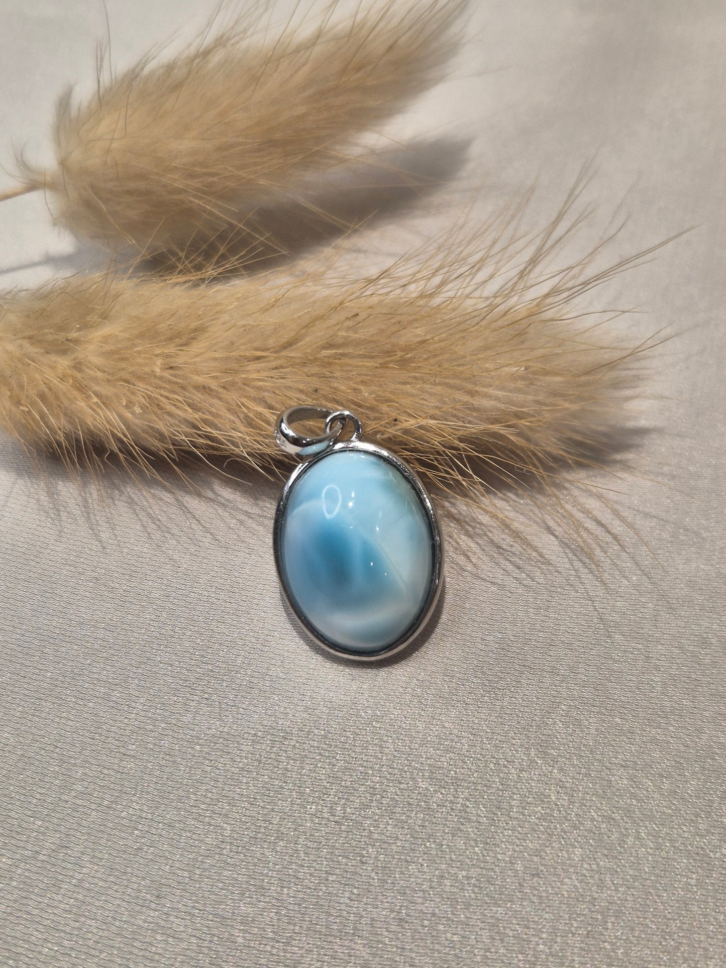 Pendentif Larimar Sertie en Argent S925