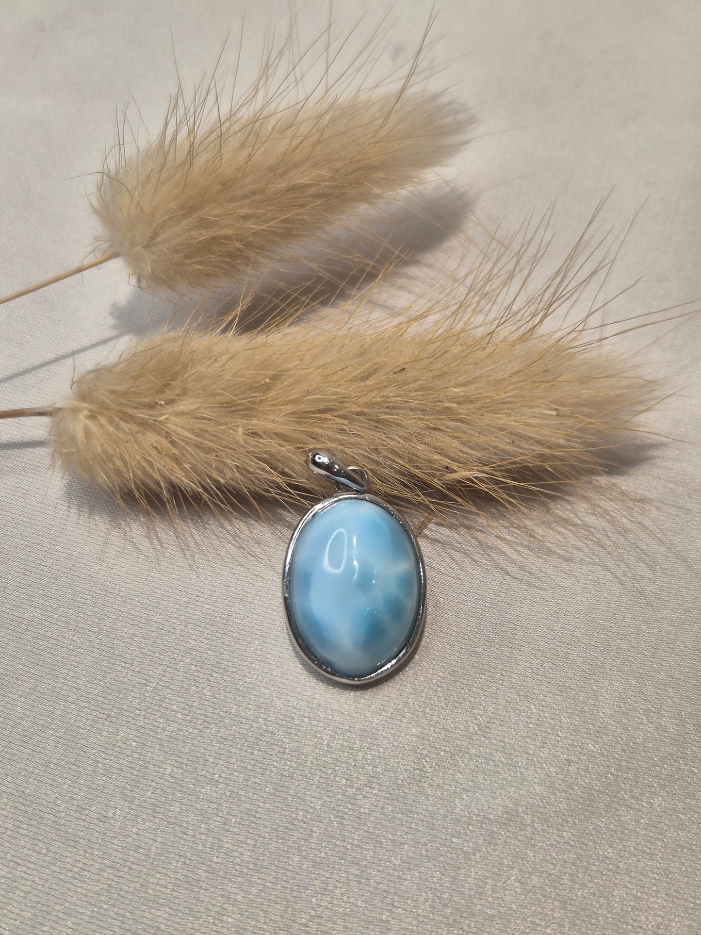Pendentif Larimar Sertie en Argent S925