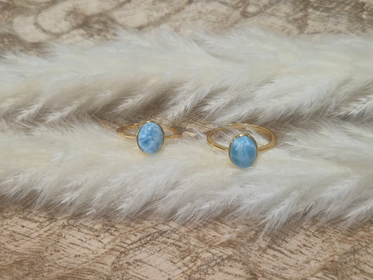 Bague Larimar et Argent Doré S925