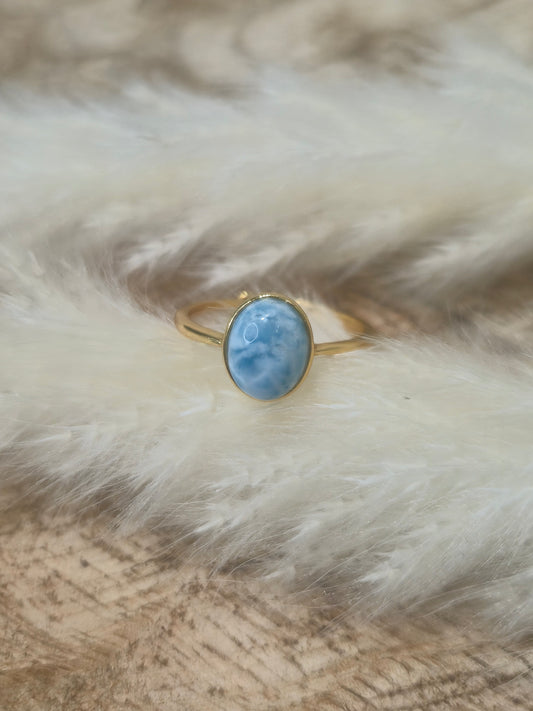 Bague Larimar et Argent Doré S925
