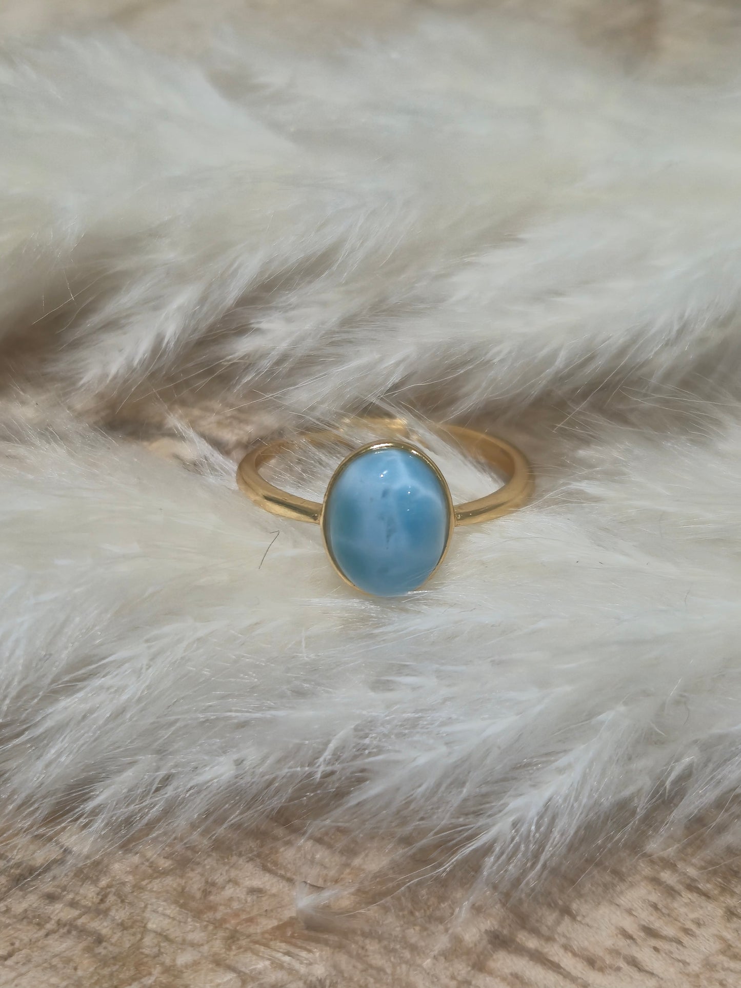 Bague Larimar et Argent Doré S925