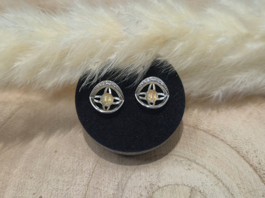 Boucles d'oreilles Quartz Rutiles Dorés - Argent S925