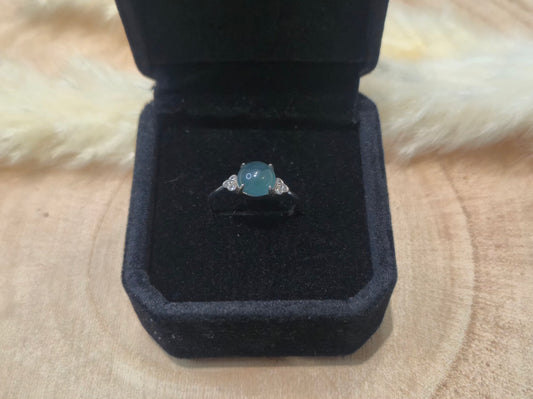 Bague Jadéite du Guatemala et Zircon - Argent S925