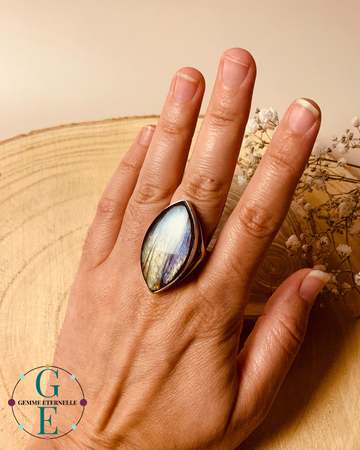 Bague Labradorite Naturelle en Argent 925 – Protection