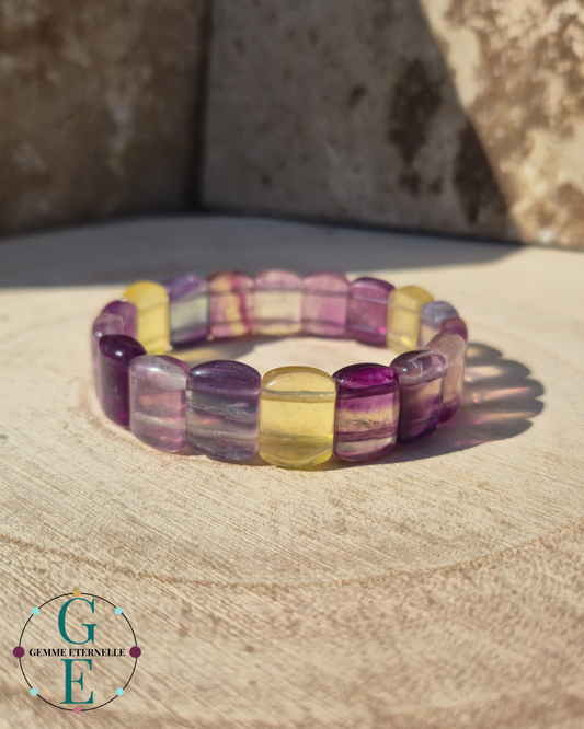 Bracelet Bombé Fluorite multicolore – Harmonie & Clarté Mentale