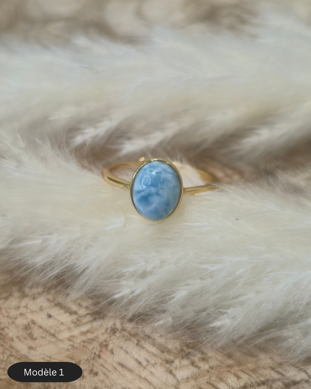 Bague Larimar et Argent Doré S925