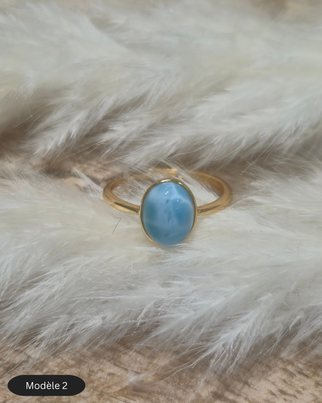Bague Larimar et Argent Doré S925