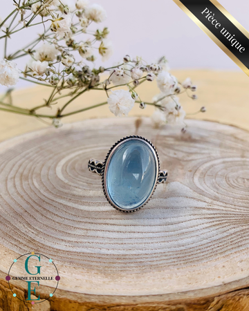 Bague Aigue-Marine Réglable en Argent 925