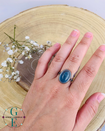 Bague Aigue-Marine Réglable en Argent 925