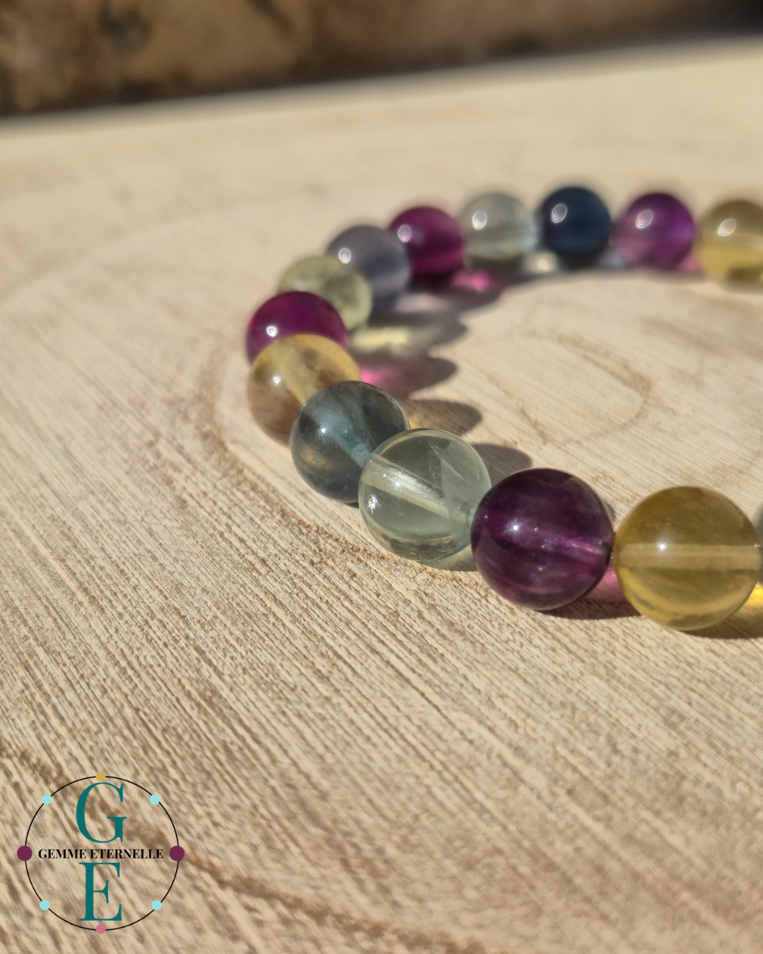 Bracelet Fluorite multicolore 9 mm – Harmonie & Clarté Mentale