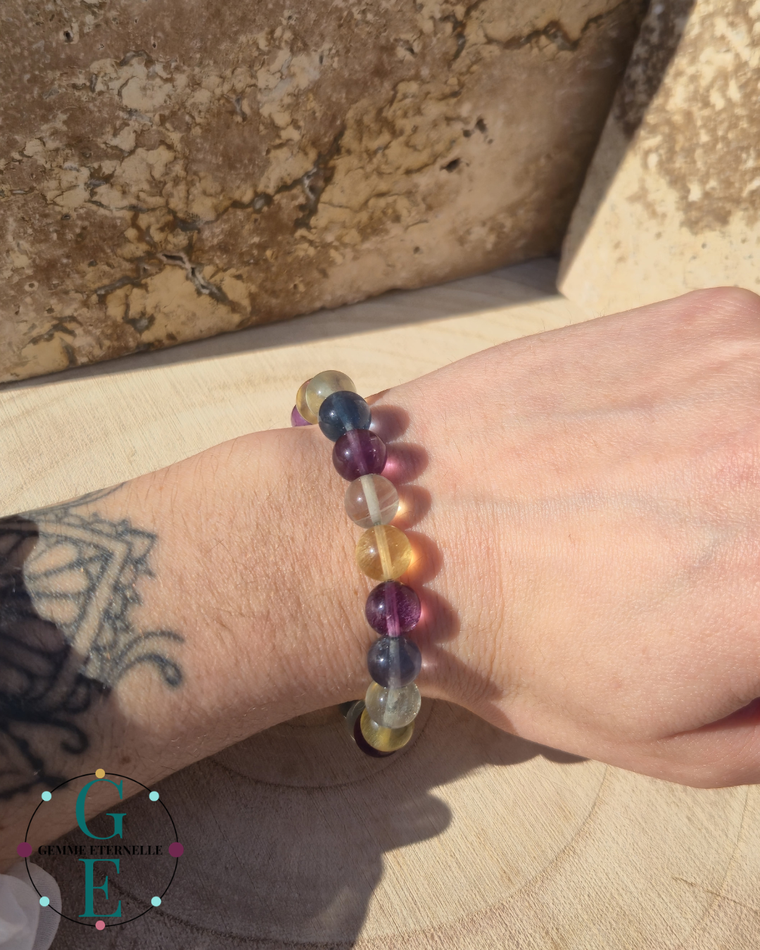 Bracelet Fluorite multicolore 9 mm – Harmonie & Clarté Mentale